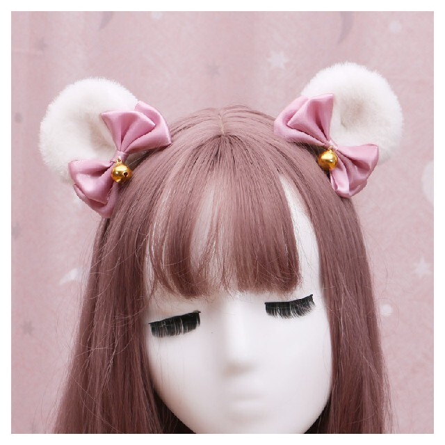 鈴リボン ヘアピン くま耳 クマ耳 パッチンクリップ 熊耳ベアー