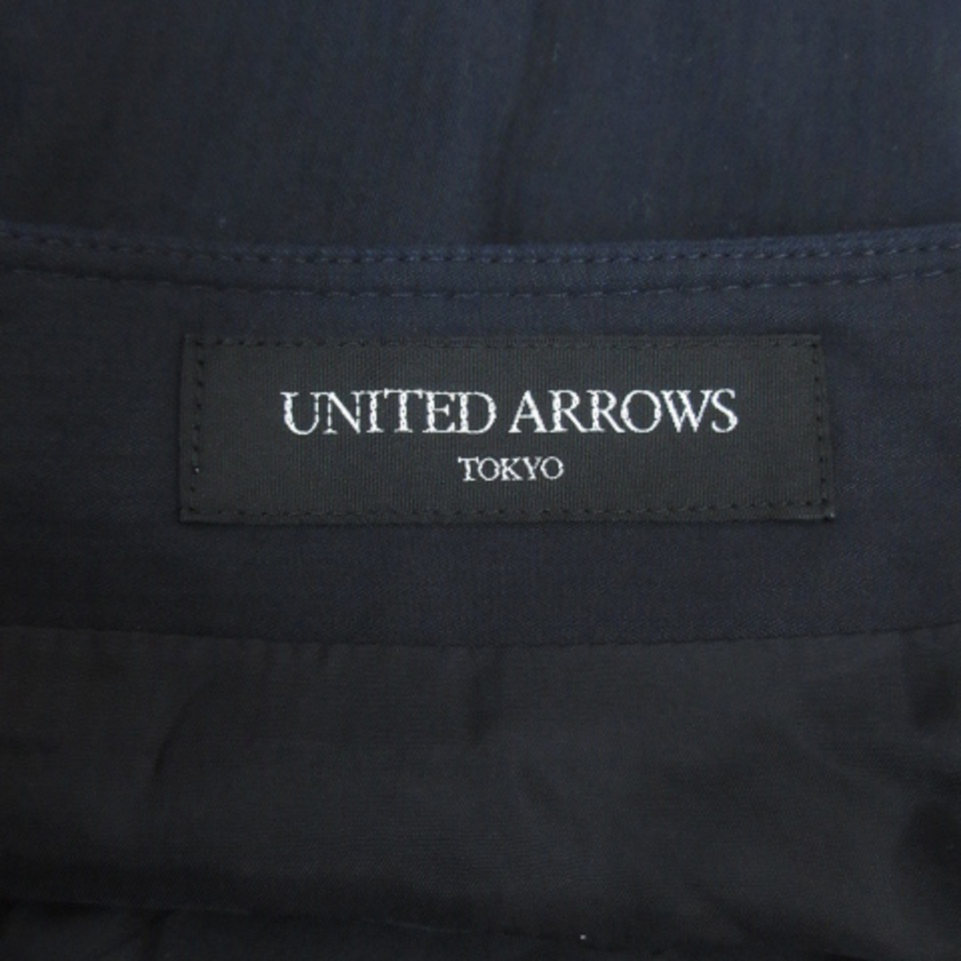 UNITED ARROWS(ユナイテッドアローズ)のユナイテッドアローズ 台形スカート ひざ丈 ストライプ 40 紺 黒 /FF44 レディースのスカート(ひざ丈スカート)の商品写真