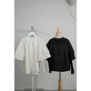 カスタネ(Kastane)の【Amiur】puff sleeve ribbon blouse(シャツ/ブラウス(半袖/袖なし))