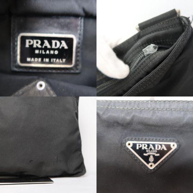 PRADA(プラダ)のb559 プラダ ナイロンショルダーバッグ 斜め掛け肩かけ肩掛け黒ブラック三角 レディースのバッグ(ショルダーバッグ)の商品写真