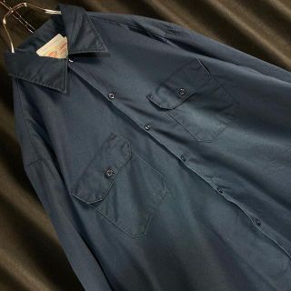 ディッキーズ(Dickies)の【定番】ディッキーズ　無地　Wフラップ　長袖ワークシャツ　ネイビー　作業服(シャツ)