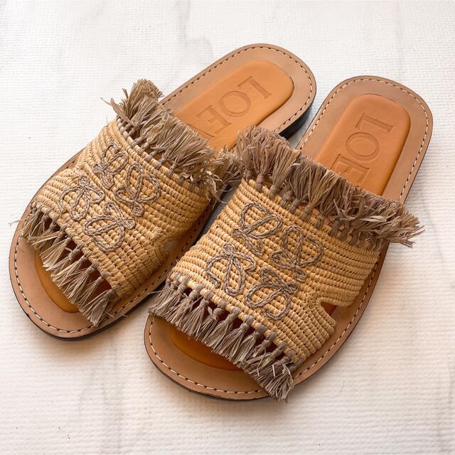 【美品】ロエベ  Raffia Mule ラフィア サンダル