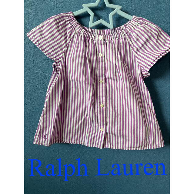 Ralph Lauren(ラルフローレン)のパープル　ストライプ　ギャザーシャツ キッズ/ベビー/マタニティのキッズ服女の子用(90cm~)(Tシャツ/カットソー)の商品写真