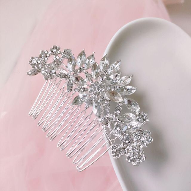 ウェディングヘアアクセサリー ヘアドレス ヘッドドレス 韓国 シルバーアクセ レディースのヘアアクセサリー(ヘアピン)の商品写真