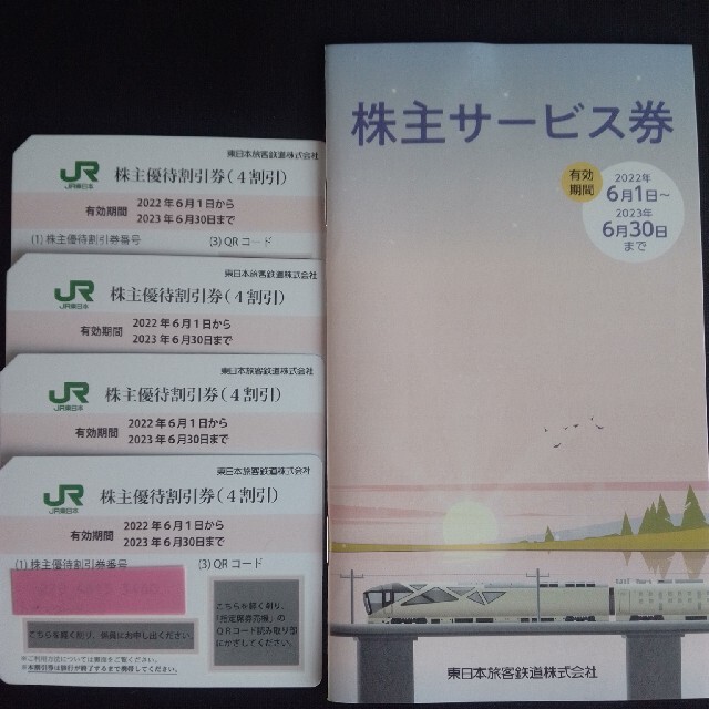 組み合わせ自由自在 JR東日本の株主優待割引券4枚&株主サービス券2冊
