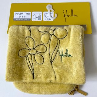 シビラ(Sybilla)のシビラ ファスナー付きタオル ペットボトルケース ポーチ イエロー 花刺繍(ポーチ)