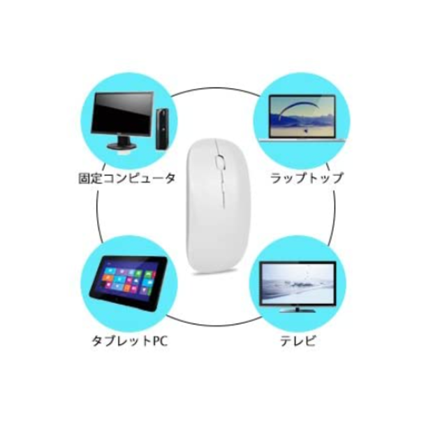 新品★高精度　マウス 無線 静音 ホワイト　高速充電式 USB接続 電池交換不要 スマホ/家電/カメラのPC/タブレット(PC周辺機器)の商品写真