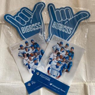 北海道日本ハムファイターズ　ビッグボスハンドとクリアファイル(応援グッズ)