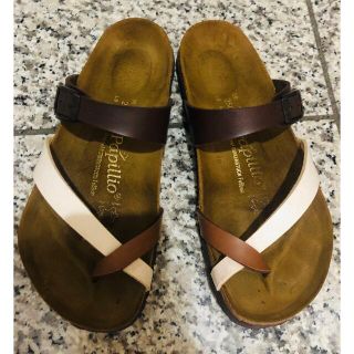 ビルケンシュトック(BIRKENSTOCK)のBIRKENSTOCK Papillio TABORA サンダル／茶×白／25(サンダル)