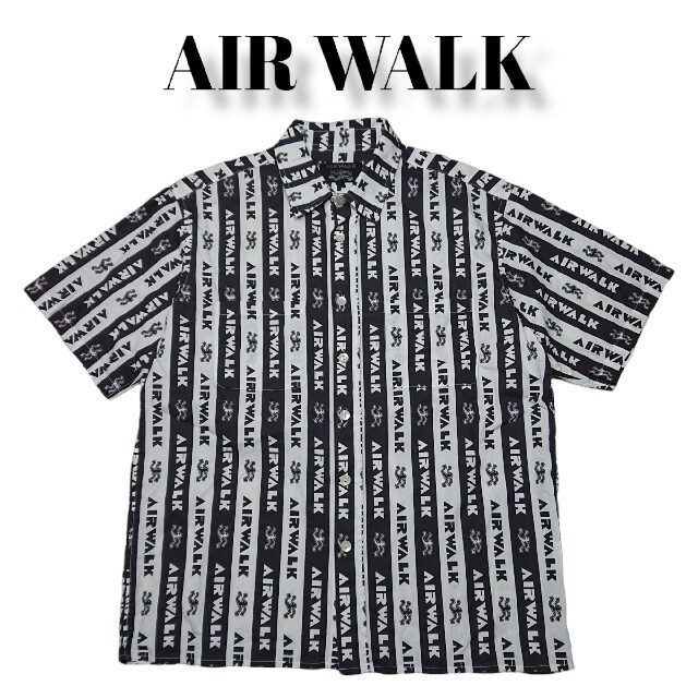 AIR WALK 総柄 半袖 ボタンシャツ エアウォーク ストライプ