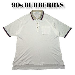 バーバリー(BURBERRY)の90s BURBERRYS  鹿の子 ポロシャツ 襟元ロゴ 古着 バーバリーズ(ポロシャツ)