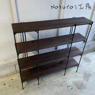 大人気‼️手作りアイアン家具 折り畳みラック  西海岸インテリア　幅100cm(棚/ラック/タンス)