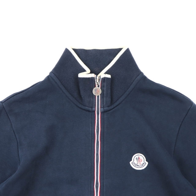 MONCLER(モンクレール)のモンクレール ジップアップ スウェットジャケット レディース ネイビー XS トリコロールライン Maglia MONCLER レディースのジャケット/アウター(ブルゾン)の商品写真