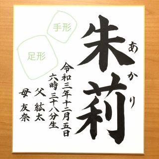 命名書　手書き命名書　命名紙　手形足形　色紙　記念品　宛名書き　代筆　書道　毛筆(命名紙)