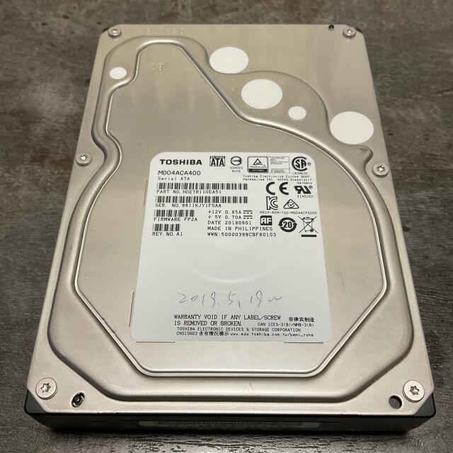 東芝 MD04ACA400内蔵用HDD 4TB(4000GB)7200rpm