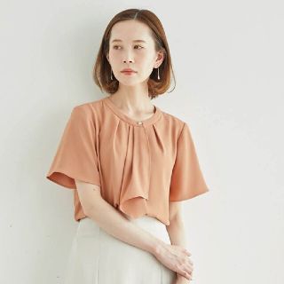 ロペピクニック(Rope' Picnic)の限定カラー ボウタイ風 タック ハーフスリーブ半袖 ピンク ブラウス(シャツ/ブラウス(半袖/袖なし))