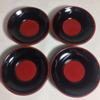 P-932木製漆塗り茶托4点 未使用長期保管品(漆芸)