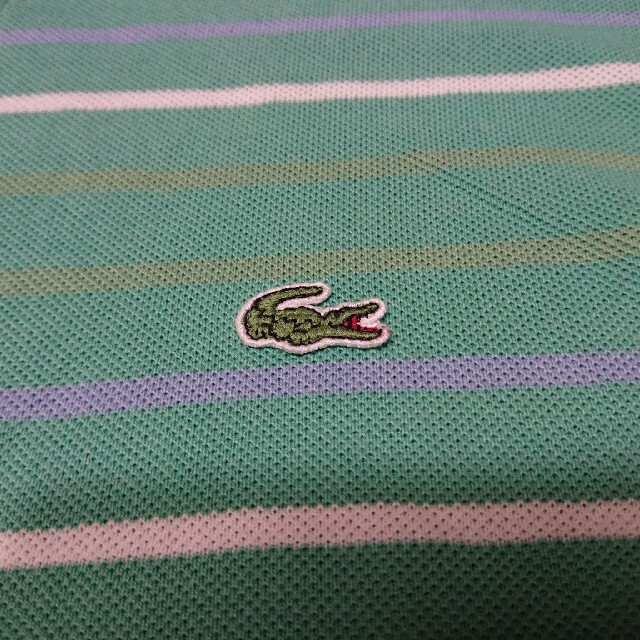 LACOSTE 鹿の子 ボーダー ポロシャツ  ラコステ ピスタチオカラー