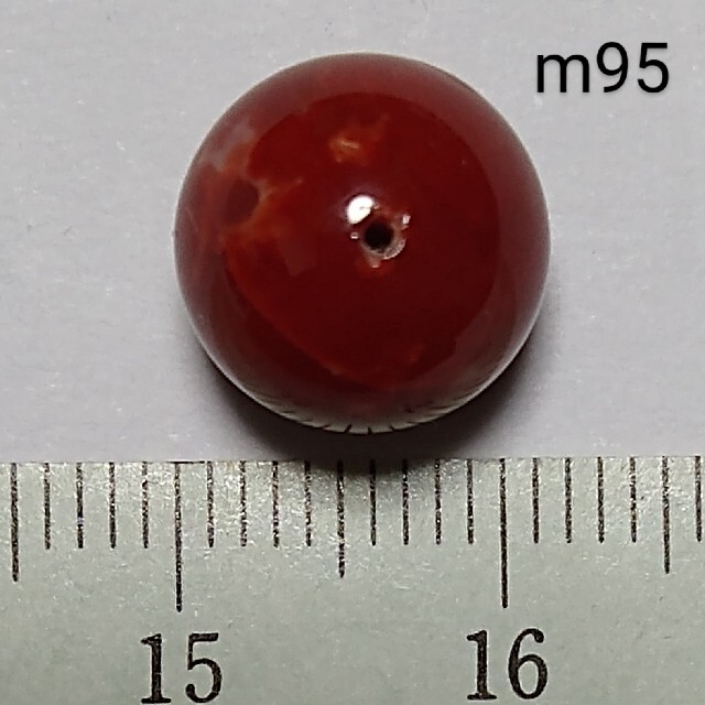 p09 血赤 煌珊瑚 片穴 半球 11.7 mm 8.70 ct 1.74 g-