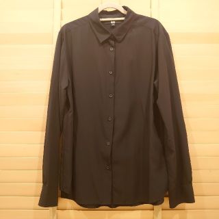 ユニクロ(UNIQLO)のユニクロ レーヨンブラウス(長袖) ブラック Lサイズ(シャツ/ブラウス(長袖/七分))