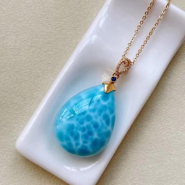 ⭐︎【天然】ラリマー ペンダントトップ k18 14.4g - ネックレス
