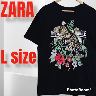 ザラ(ZARA)の☆状態良好☆ZARA ヒョウTシャツ 黒 L カジュアル アニマル 古着 豹柄(Tシャツ/カットソー(半袖/袖なし))