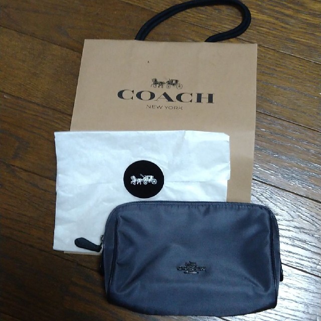 【新品未使用】COACH ポーチ グレー F59007