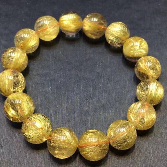 贅沢屋の ⭐︎【天然】ゴールド ルチル クオーツ ブレスレット 13mm