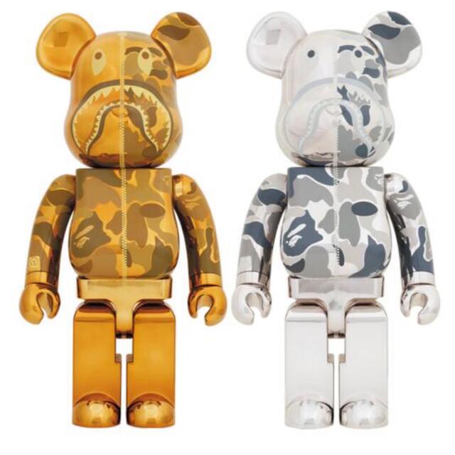 フィギュアBE@RBRICK BAPE CAMO SHARK 1000％ 金銀セット