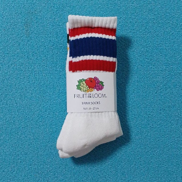 STANDARD CALIFORNIA(スタンダードカリフォルニア)のFRUIT  OF  THE  LOOM  3P  LINE  SOCKS メンズのレッグウェア(ソックス)の商品写真