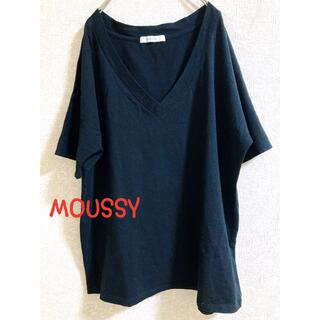 マウジー(moussy)の美品　MOUSSY　マウジー　黒VネックTシャツ　大きいサイズ　AZUL(Tシャツ(半袖/袖なし))