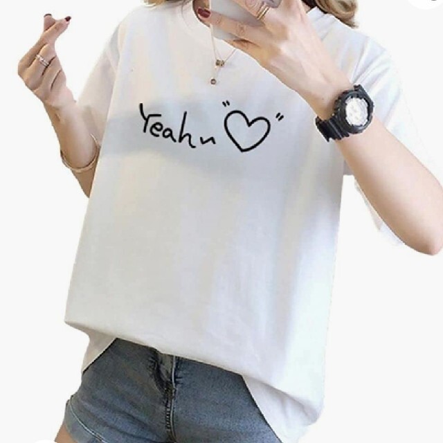 韓国 オルチャンファッション 半袖 Tシャツ Mサイズ ホワイト レディースのトップス(Tシャツ(半袖/袖なし))の商品写真