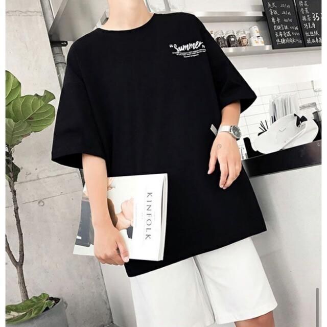 両面プリント半袖Tシャツ　ユニセックス　Mサイズ　ブラック　新品未使用 レディースのトップス(Tシャツ(半袖/袖なし))の商品写真