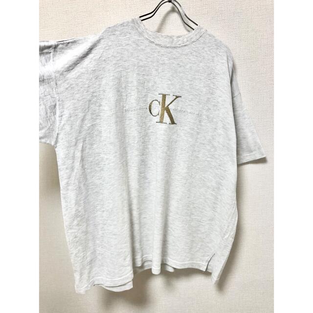 Calvin Klein(カルバンクライン)の90's Calvin Klein カルバンクライン ビンテージ ゴールド 刺繍 メンズのトップス(Tシャツ/カットソー(半袖/袖なし))の商品写真