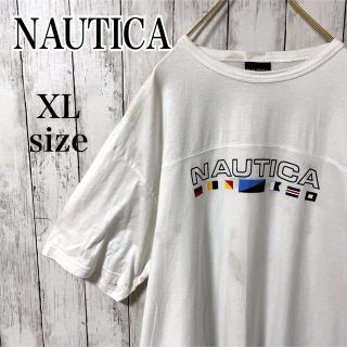 ノーティカ(NAUTICA)のNAUTICA ノーティカ オーバーサイズ ビッグロゴ Tシャツ 白 XL 古着(Tシャツ/カットソー(半袖/袖なし))