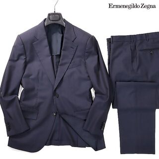 エルメネジルドゼニア(Ermenegildo Zegna)の2-DF104　エルメネジルドゼニア　春夏物　ネイビー　ウール　シルク　スーツ(セットアップ)
