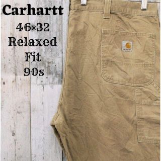 カーハート(carhartt)の美品希少90sカーハート46×32ペインターパンツベージュ古着ボトムス(ペインターパンツ)