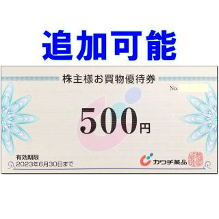 追加可能☆カワチ薬品 株主優待券 500円券(ショッピング)