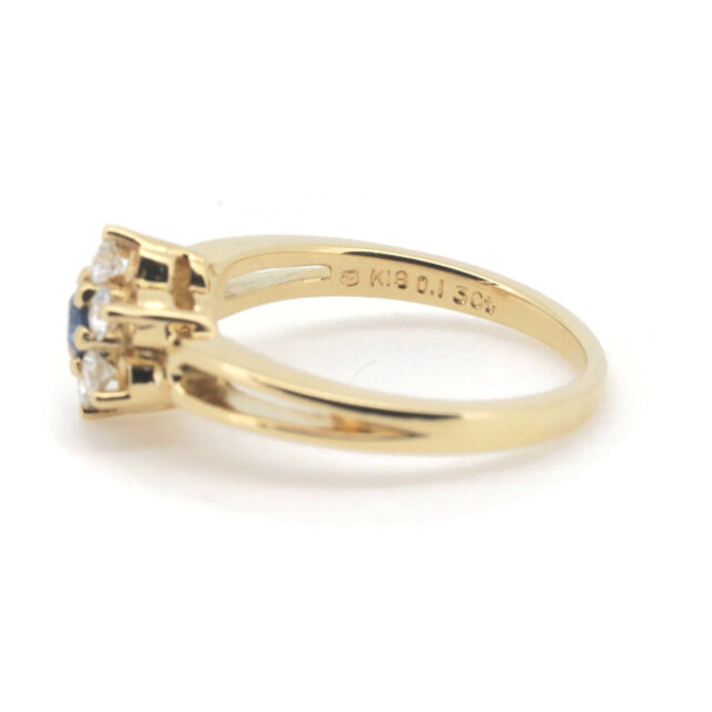 i(アイ)のミキモト サファイア ダイヤモンド リング 指輪 0.13ct 0.24ct 8号 K18YG(18金 イエローゴールド) レディースのアクセサリー(リング(指輪))の商品写真