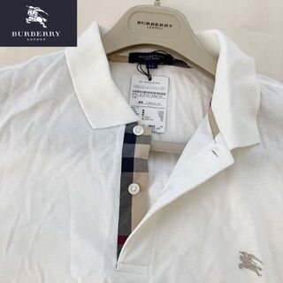新品タグバーバリーロンドン前立メガタータンチェック加工ポロシャツ日本製シャツLL