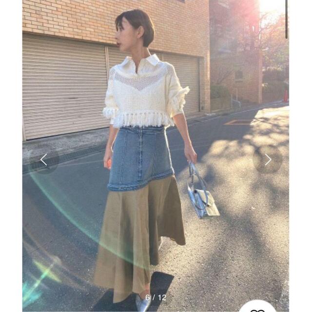 Ameri VINTAGE(アメリヴィンテージ)のAMERI⭐︎FLOWING LINE DENIM SKIRT レディースのスカート(ロングスカート)の商品写真