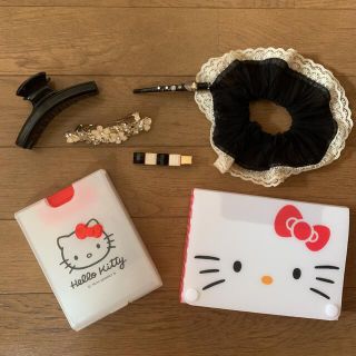 ヘアピン ヘアゴム ピン シュシュ セット キティ ケース まとめ売り(ヘアピン)