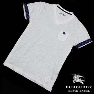 バーバリー(BURBERRY)の新品タグバーバリーブラックレーベル麻混合加工Burberry半袖ＴシャツメンズＬ(Tシャツ/カットソー(半袖/袖なし))