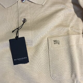 新品タグバーバリーロンドン前立メガタータンチェック加工ポロシャツ日本製シャツLL