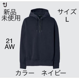 ユニクロ(UNIQLO)の＋j ユニクロ　ドライスウェットハーフジップパーカ　L ネイビー　マルニ(パーカー)