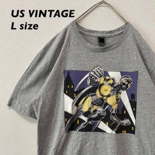 US古着　半袖Tシャツ　ビッグプリント　グレー　Lサイズ　ユニセックス(Tシャツ/カットソー(半袖/袖なし))