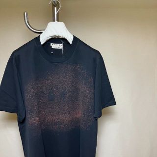 新品 50 21aw MARNI スプレー ロゴ Tシャツ 黒 2403