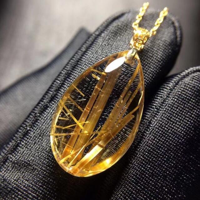 ⭐︎【天然】タイチンルチルクオーツ ペンダントトップ k18 2.6g 【一