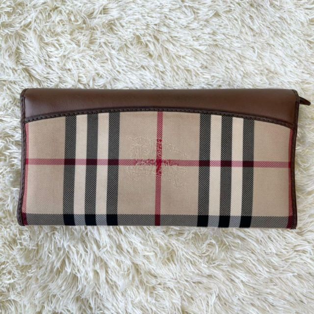 BURBERRY - バーバリー 長財布 レザー ノバチェック ロゴ刻印 ベージュ