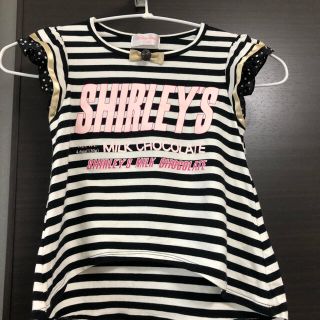 シャーリーテンプル(Shirley Temple)の美品　シャーリーテンプル　チョコリボンフリルカットソー(Tシャツ/カットソー)